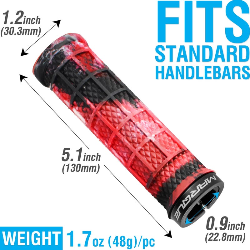Marque Grapple Mountain Bike Handlebar Grips â€“ Single Lock-On Ring MTB and BMX Bicycle Handle Bar with Non-Slip Grip (Wild FIre Red) - Image 4